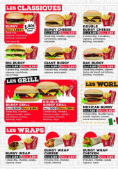 Menu Burgy Time - Les burgers, classiques et wraps