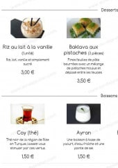 Menu Le Midnight Express - Les desserts et boissons