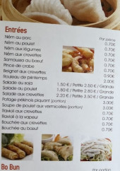 Menu Xingyue - Les entrées et bo bun