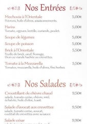 Menu Les Deux Rives - Les entrées et salades