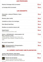 Menu Ô Bistrot - Les fromages et les desserts