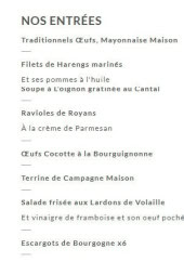 Menu Jeanne et Jacques - Les entrées