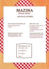 Menu Mazina Grill - Plats