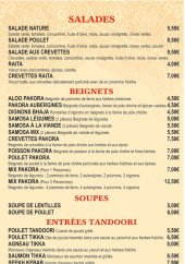 Menu Rana - Les entrées, Les salades et beignets , ...