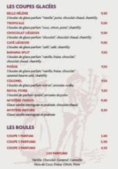 Menu La Bolée d'Arvor - Les coupes glacées, boules et boissons,...