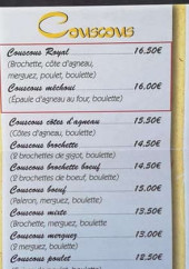 Menu Chez Léon - Les couscous