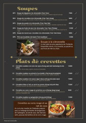 Menu Rajapreuk - Les soupes et plats crevettes