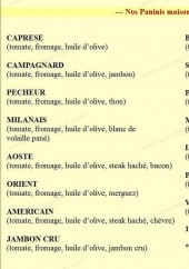 Menu Le Geppetto - les paninis