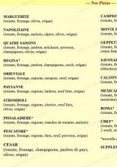 Menu Le Geppetto - les pizzas