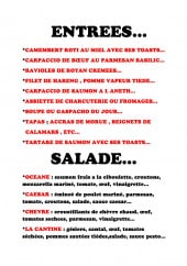 Menu La Cantine - Les entrées et salades