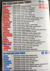 Menu Pause Pizza - Les pizzas