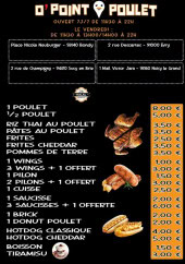 Menu O' Point Poulet - Poulet, wings et saucisses,...