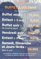 Menu Côté Wok - Buffet à volonté