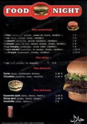 Menu Food Night - Les sandwiches, les plats, les desserts...