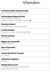 Menu L'Atelier 24 - Les viandes
