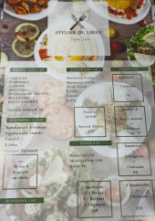 Menu Atelier du liban - Les sandwichs, desserts et boissons,...