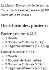 Menu Dumay & Co - Les formules panier