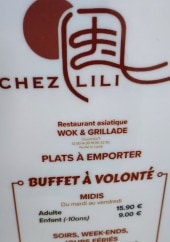 Menu Chez Lili - Buffet  à volonté