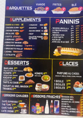 Menu Le Constantinople - Les suppléments, paninis et desserts, ...