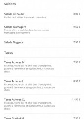Menu Tacos Francais - Les salades, tacos,...
