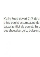 Menu K'1Fry Food - Exemple de proposition