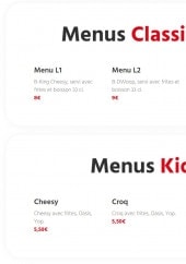 Menu Point B - Menus classiques et menes enfant