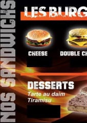 Menu Street Food - Les burgers, les desserts et boissons