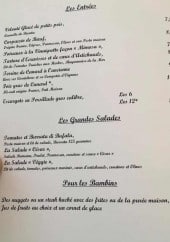 Menu Restaurant L'Etoile - les entrées et grandes salades,..