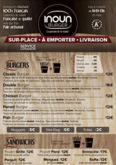 Menu Inoun Burger - Les burgers, sandwiches et salades