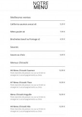 Menu Sushi B & Y - Menus chirashis