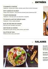 Menu Hippopotamus - Les entrées et salades