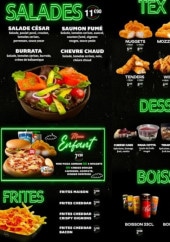 Menu L'Atelier - Les salades, tex mex et desserts,...