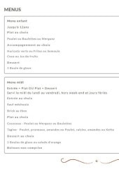 Menu Le Palmier - Les menus