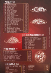 Menu Le Céleste - Les plats, accomagnements,, crustacés et desserts