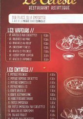 Menu Le Céleste - Les plats à vapeur et entrées