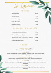 Menu Le Lysieux - Les entrées, plateaux à partager et salades