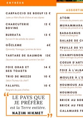 Menu Chez moi - Les entrées et assortiments de mezze