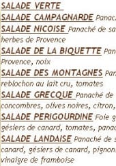 Menu Le Triskell - Les salades