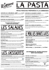 Menu La Capanna - Les pastas, salades, ...