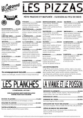 Menu La Capanna - Les pizzas, planches, ...