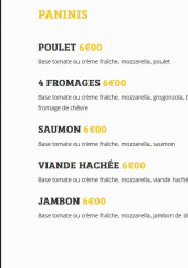 Menu Le 257 pizza - Les paninis et panizza