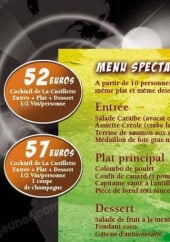 Menu Restaurant  La Cueillette - Un extrait du menu spectacle