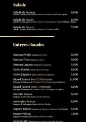 Menu Le Chutney - Les salades, entrées chaudes et  soupes