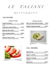 Menu Le Taliani - Les entrées 