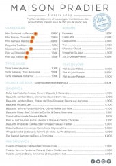 Menu Maison Pradier - Les viennoiseries, tartes salées, sandwiches...