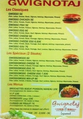 Menu Gwignotaj - Les burgers et menus