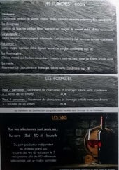 Menu Le 9 - Les planches, formules et vins