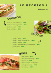 Menu Le becktos2 - Les sandwiches, salades et bokit à emporter