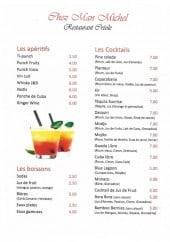 Menu Chez Man Michel - Les apéritifs, cocktails et boissons