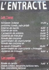 Menu L'Entracte - Les tapas et salades